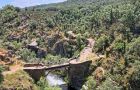 Grupo de ciclistas atraviesan el puente de los trillos en dirección a Matallana